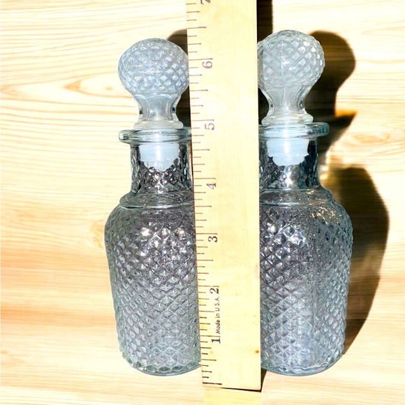 Vintage Set Of Glass AVON Perfume Cologne Bottle With Stopper Diamond Pattern - Picture 5 of 5